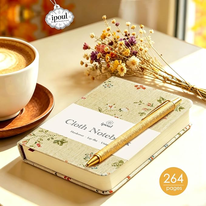 Pocket Notebook, Floral Linen Journal, Similar Embroidered, Notebooks 4x6, Lay Flat Sketchbook, A6 Notebook, Hardcover, Lined & Unlined Notebook, Apricot