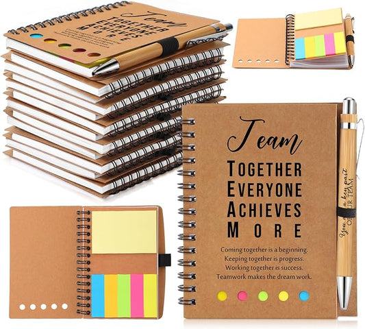 Jetec 50 Sets Inspirational Notebook Bulk Back to School Gifts Motivational Notebook with Pen and Sticky Notepad Employee Appreciation Gift for Teacher Student Coworker School Office (Team)