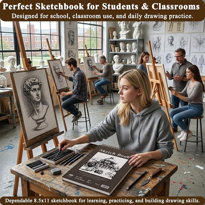 Sketch Book 11 x 14”, 100 Sheets Top Spiral Sketchbook, 68lb /100gsm Drawing Paper Pad, Sketch Pads for Drawing for Adults, Large Sketchbook.