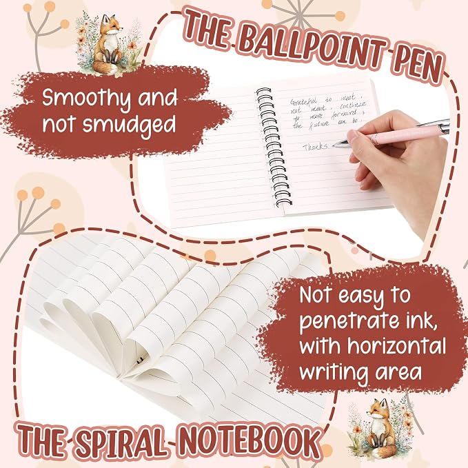 Kinlop 5 Pcs Foxes Gifts for Women Include Just a Girl Who Loves Foxes Tote Bag Canvas Cosmetic Bag Coil Notebook Keychain and Ballpoint Pen for Women Girls