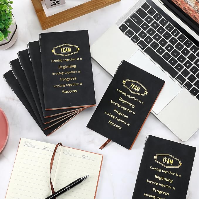 Colarr 40 Pcs Appreciation Gifts Bulk Inspirational PU Leather Notebook Journal & Pen Set Thank You Gifts for Staff, Employees, Coworkers, Nurses(Black,Team)