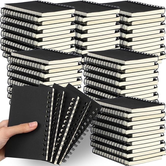 Jutom 150 Pcs Small Spiral Notebooks Memo Pads 3x5 Bulk Small Pocket Notepads Back to School Supplies Mini Notebook with Lined Mini Journals for Office & Work, 120 Pages (Black)