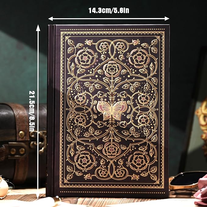 MGGAO Line Notebooks for Women Men, A5 Aesthetic Hardcover Ruled Diary | Vintage Design, 224 Pages, Ribbon, 100 GSM Thick Paper, Journal for Writing, Note Taking, Office, School, Journaling