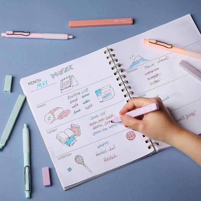 Mr. Pen- Aesthetic Highlighters and Gel Pens, 10 Pack | Morandi Colors Bible Highlighters No Bleed, Morandi Ink Gel Pens, Fast Dry and No Smear for Bible Journaling, Planner