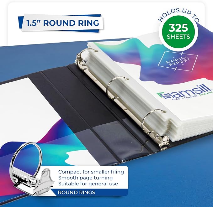 Samsill Economy 1.5 Inch 3 Ring Binder Bulk Pallet, Round Ring Binder, Customizable Clear View Cover, Black, Pallet of 720 Binders in 60 Cartons