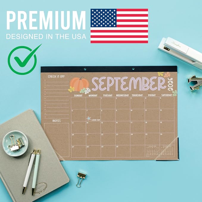 Hadley Designs Large Teacher Desk Calendar 2026-2027 - Desktop Calendar 2026, 18-Month Academic Desk Calendars for School, Home & Office, Cute Classroom Must Haves, Back to School Teacher Gifts