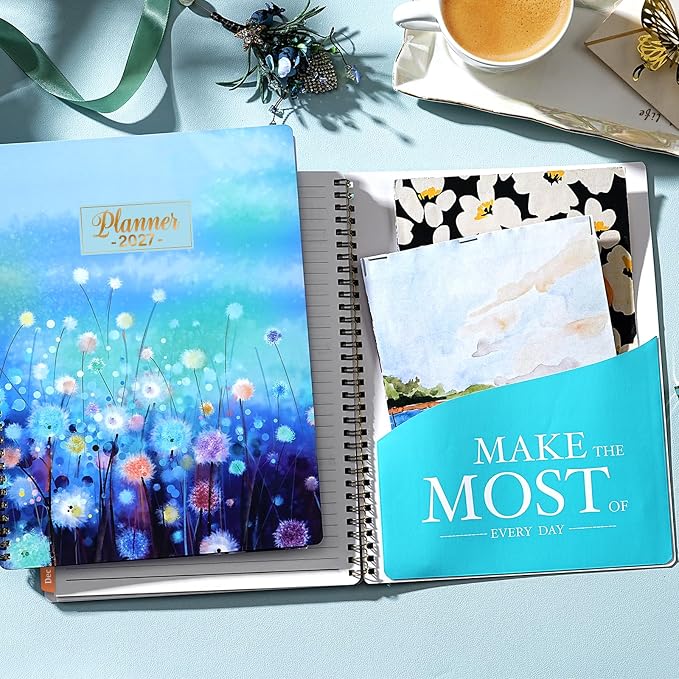 2027 Planner - 2027 Weekly and Monthly Planner, Jan. 2027 - Dec. 2027, 11” x 8.5”, Calendar Planner 2027, Colorful Laminated Tabs, Premium Thick Paper, Twin-Wire Binding, Storage Pocket