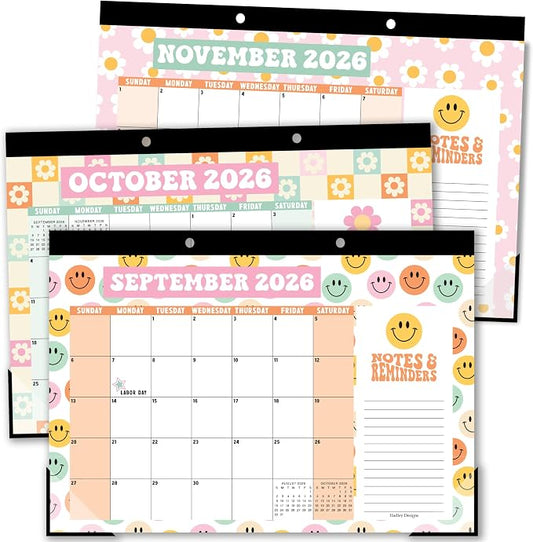 Hadley Designs Large Teacher Desk Calendar 2026-2027 - Desktop Calendar 2026, 18-Month Academic Desk Calendars for School, Home & Office, Cute Classroom Must Haves, Back to School Teacher Gifts