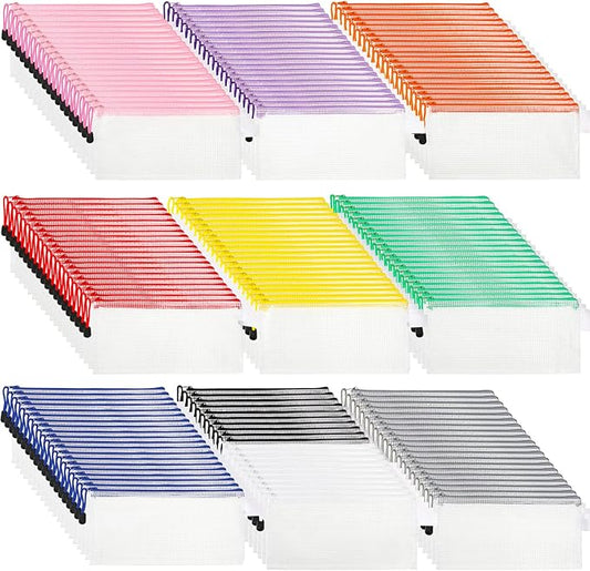 Zhehao 200 Pieces A6 Mesh Zipper Pouch Bulk Mesh Bags with Zipper Waterproof Small Pencil Pouches for Office Supplies Organization 9.4 x 4.5 Inches(10 Assorted Colors)