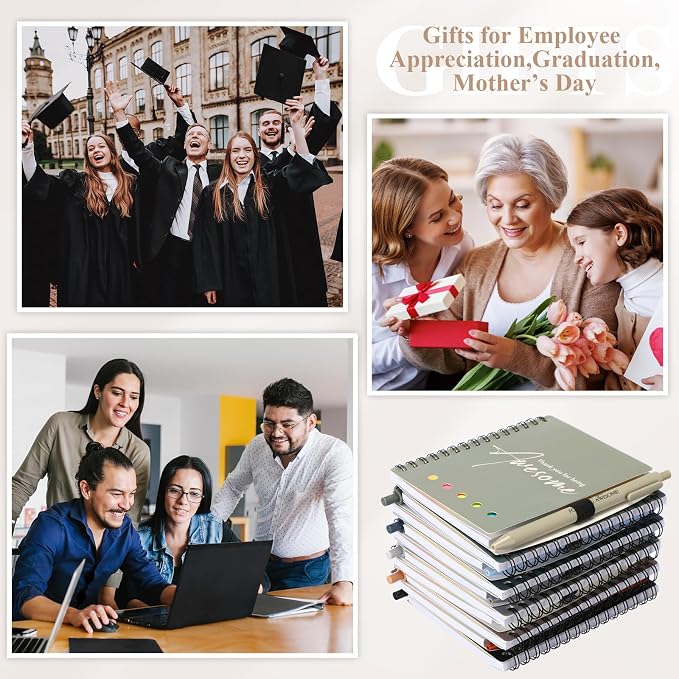 Chuangdi 20 Sets Back to School Teacher Gifts Bulk Inspirational Spiral Notebook with Sticky Note Motivational Pen Appreciation Gifts for Employee Team Staff Coworker (Classic,Colorful)