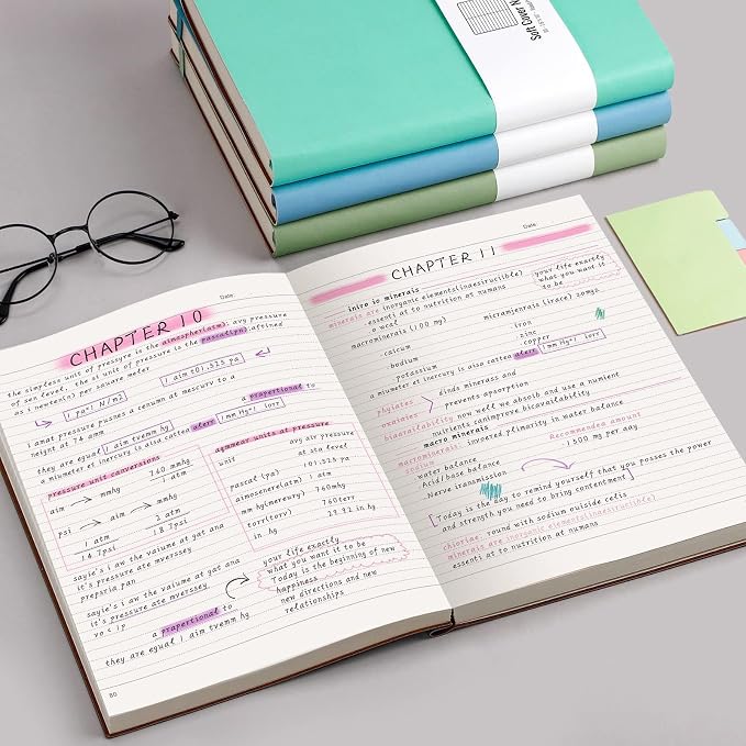 AHGXG Lined Journal Notebook, 320 Numbered Pages, B5 (7.6'' X 10'') | College Ruled Leather Journal for Women, 100gsm Thick College Ruled Paper, Softcover Journal for Writing Work School (Purple)