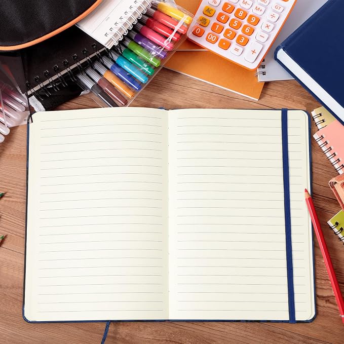 Honoson 20 Pack A5 Lined Journal Notebooks Hardcover Executive Notebook 5.5" x 8.3" PU Leather Wide Ruled Journals Bulk 160 Pages for Back to School Supplies Office Business Home (Navy)