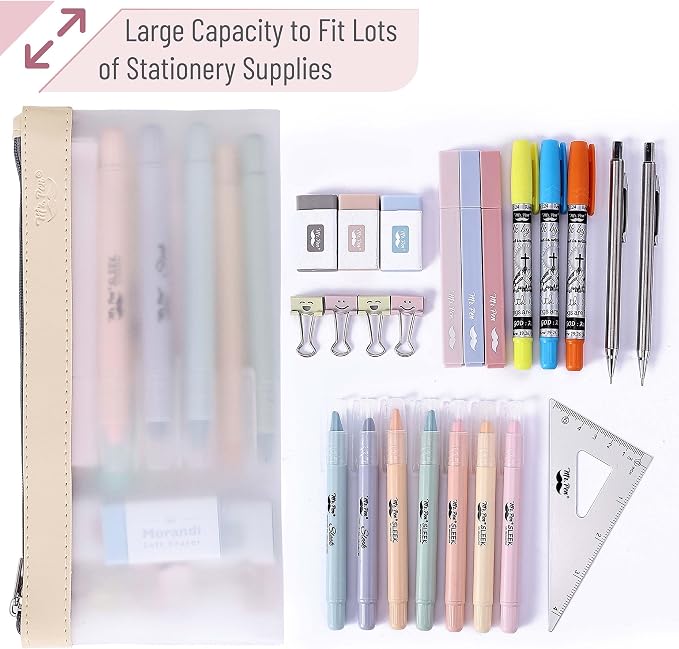 Mr. Pen- Clear Pencil Pouch, 8.50"x4.25", 3 Pack, Durable TPU Material | Medium Water-Resistant Pencil Bags with Smooth Zipper, Multipurpose Clear Pouch for Stationery, School, Office
