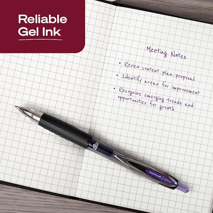 uniball™ 207 Gel Pens, Violet Ink, 0.7mm Medium Point, 12 Count | Retractable, Smooth Writing, Fraud-Resistant, uni Super Ink™