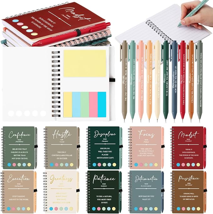 40 Pcs Motivational Inspirational Notebook Bulk with Notes Pen,Multicolor | Back to School Spiral Notebooks Inspirational Motivational Appreciation Gift for Students Teacher Employee Team Coworker