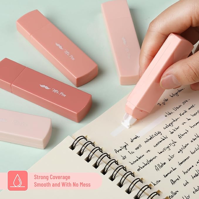 Mr. Pen- Aesthetic Correction Tape, 0.2" x 197", 6 pcs, Mocha Blush | Cute Correction Tape