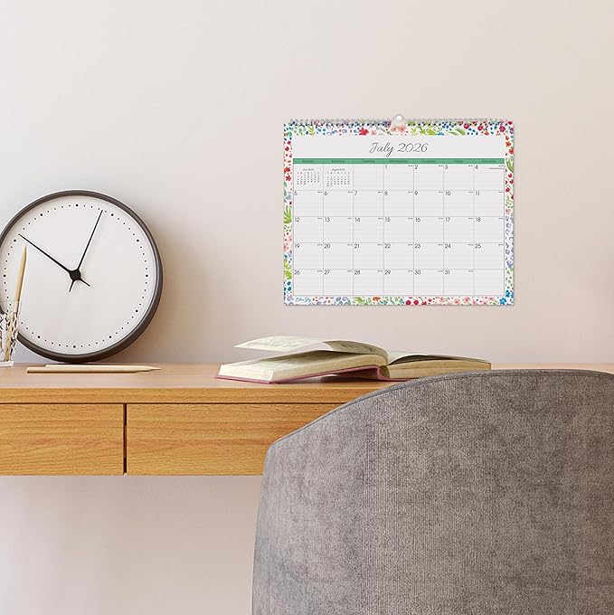 Blue Sky 2026-2027 Monthly Academic Wall Calendar, 15"x12", Ditsy Dapple | July 2026 - June 2027, Durable Twin Wire Binding, For Office And Classroom, Academic Year