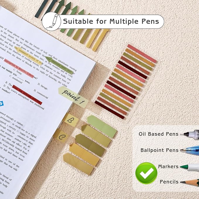 1450 Sheets Transparent Sticky Notes, 3 x 3 inch Aesthetic Clear Lined Sticky Notes with Pen, Gradient Color Waterproof Self-Adhesive Annotation Tabs for Bible Journaling (Yellow)