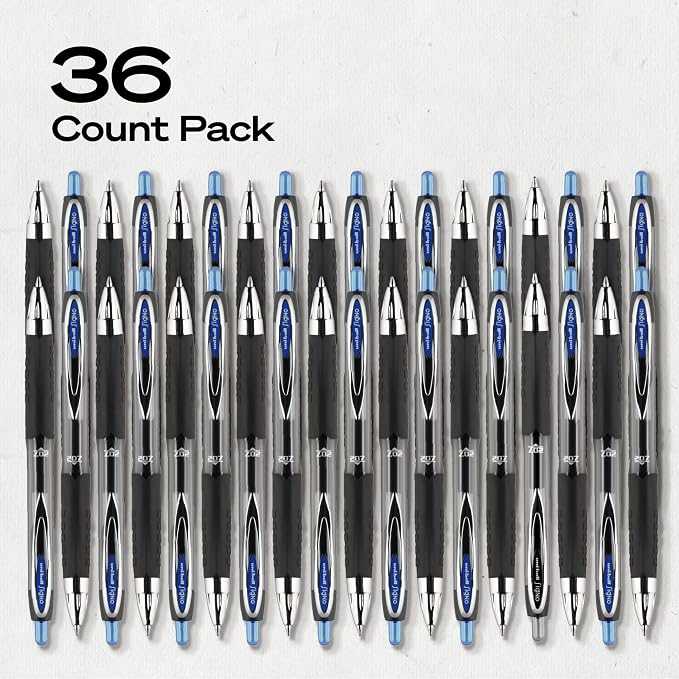 uniball™ 207 Gel Pens, Blue Ink, 0.7mm Medium Point, Retractable, 36 Count, Smooth Writing, Fraud-Resistant, uni Super Ink™
