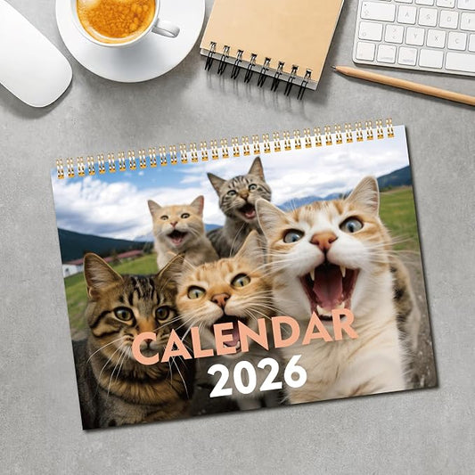 2026 Wall Calendar - Cute Cat Selfies Theme Calendar | Cat Calendar January - December for Organizing & Planning | Holidays Highlighted (7.3"x10", 10"x14.6" Opened)