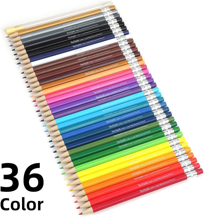 Mechanical Colored Pencils 2.6mm 36PCS, Colored Pencils for Adults | Colored Mechanical Pencil for Coloring and Drawing, Aesthetic Colored Pencils with Sharpener and Portable Case