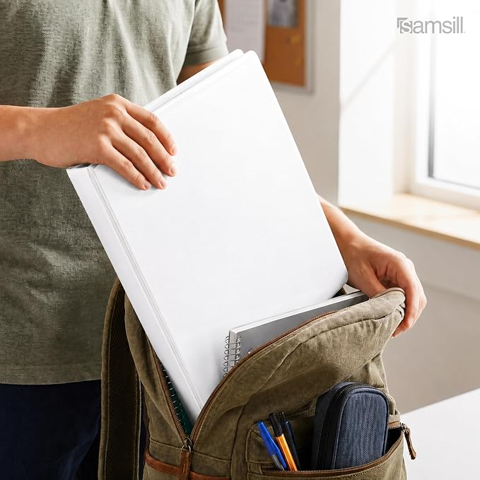 Samsill 1 Inch 3 Ring Binders, Economy Round Ring, Clear View Cover, 200 Sheet Capacity - for School, Home, Office - White, 12 Pack
