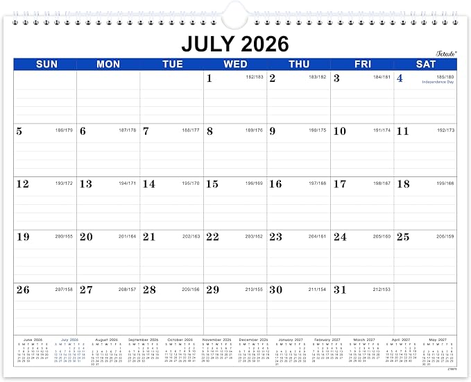 2026-2027 Wall Calendar - 18 Months Wall Calendar, Jul 2026 - Dec 2027 | 15" x 11.5", Large Writing Blocks, Built-In Hanging Hook, Marked US Federal Holidays for Home Office Family Use