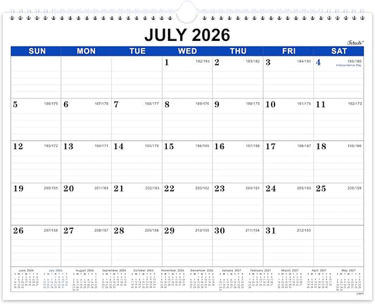 2026-2027 Wall Calendar - 18 Months Wall Calendar, Jul 2026 - Dec 2027 | 15" x 11.5", Large Writing Blocks, Built-In Hanging Hook, Marked US Federal Holidays for Home Office Family Use