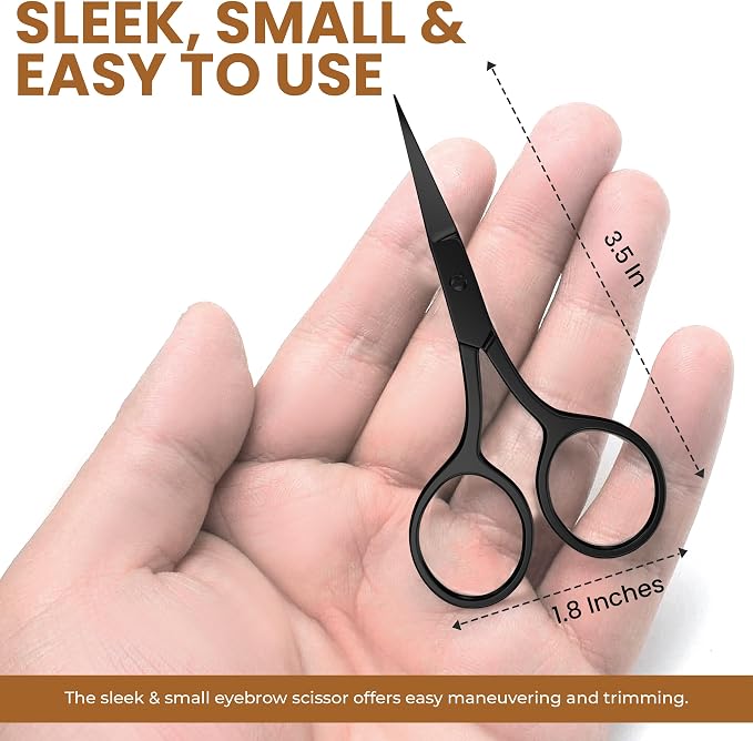 Utopia Care Eyebrow Scissors, Professional Stainless Steel Small Shears for Men and Women, Nose Hair Scissors for Grooming Mustache, Beard, Eyelashes, Ear Hair Trimming, Black