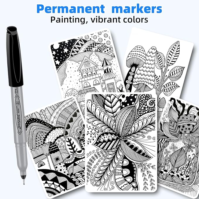 Permanent Markers, Ultra Fine Point,Black,100 Count, 0.4mm, Fine tippermanent marker set, quick dry,waterproof, fading resists, durable,marks on paper, glass, ceramic, plasticwood, rock, metal