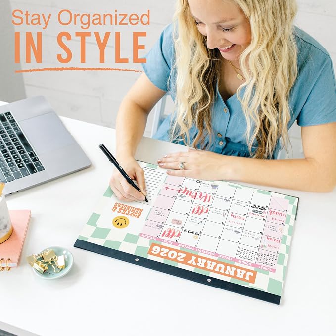 Hadley Designs Large Teacher Desk Calendar 2026-2027 - Desktop Calendar 2026, 18-Month Academic Desk Calendars for School, Home & Office, Cute Classroom Must Haves, Back to School Teacher Gifts