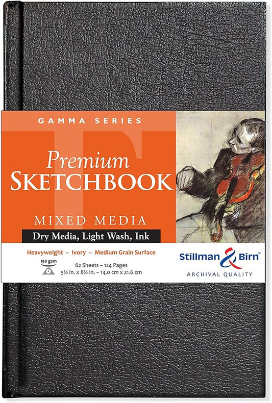Stillman & Birn Gamma Series Hardbound Sketchbook, 5.5" x 8.5", 150 GSM (Heavyweight), Ivory Paper, Medium Grain Surface