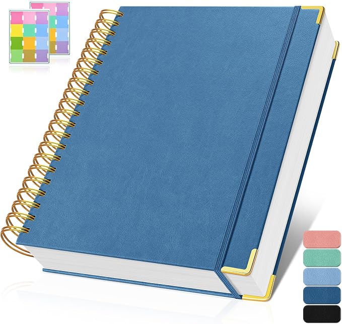 Spiral Notebook, 300 Numbered Pages Notebooks College Ruled with Contens | 100GSM Thick Journal for Women Men, Hardcover Leather Lined Journal for Writing,Large A5 Journaling Notebooks for Work School