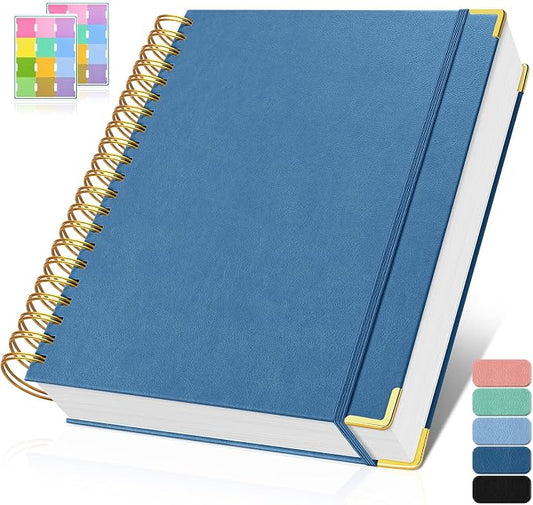 Spiral Notebook, 300 Numbered Pages Notebooks College Ruled with Contens | 100GSM Thick Journal for Women Men, Hardcover Leather Lined Journal for Writing,Large A5 Journaling Notebooks for Work School