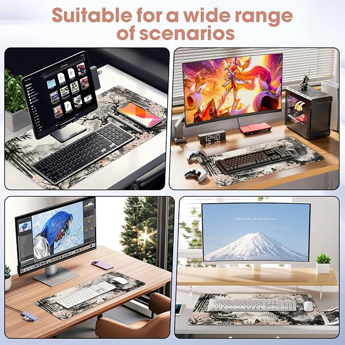 Desk Pad 31.5x15.7 Inch for Computer - Large Mouse Pad with Non Slip Base, Smooth Surface for Optical and Laser Mouse, Bamboo