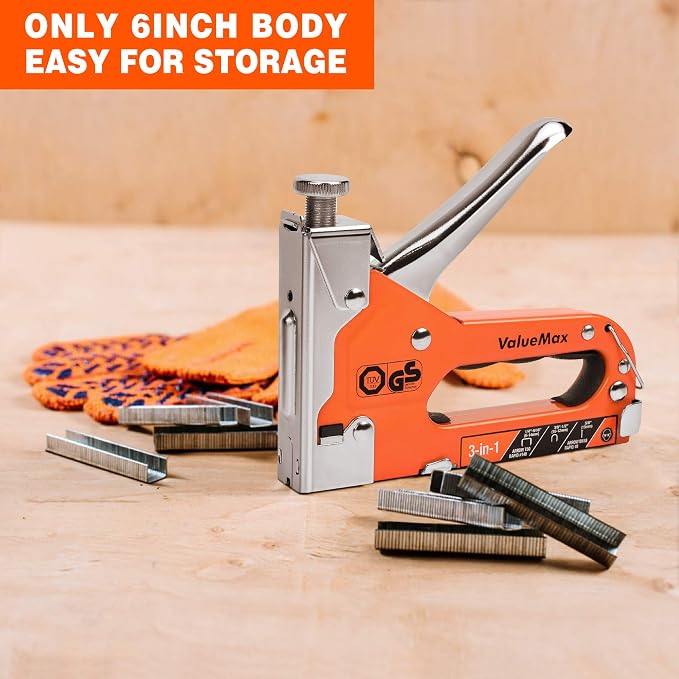 ValueMax Staple Gun, Heavy Duty 3-in-1 Manual Nail Gun with 3000 Staples, Upholstery Stapler for Wood, Furniture, Carpet, Carpentry, DIY, Wire, Decoration, Craft, Fixing Material, Decoration | Upholstery Stapler for Wood, Furniture, Carpet, Carpentry, ...