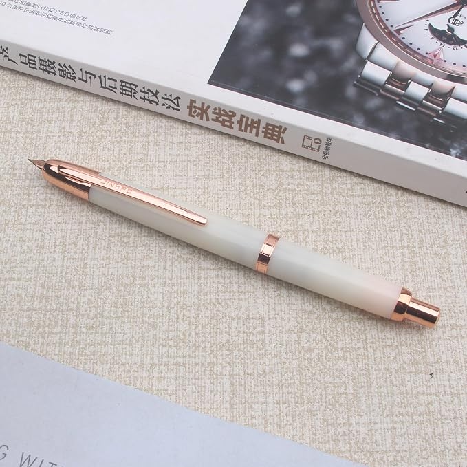JINHAO 20 Snow red gold clip Press Fountain Pen Retractable F Nib Plastic With Clip Writing Ink Converter School Supplies