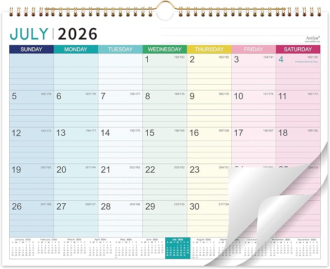 Calendar 2026-2027- Wall Calendar 2026-2027, July 2026 - December 2027, 18 Monthly Calendar with Thick Paper, 15" x 11.5", Hanging Hook - Colorful Lump