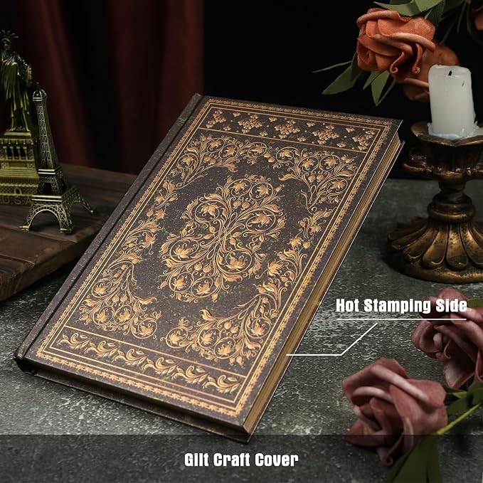 MGGAO Line Notebooks for Women Men, A5 Aesthetic Hardcover Ruled Diary | Vintage Design, 224 Pages, Ribbon, 100 GSM Thick Paper, Journal for Writing, Note Taking, Office, School, Journaling