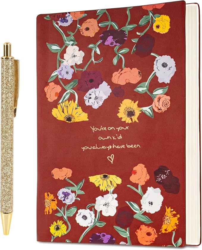 Premium Floral Music Composition Notebook with Pen, 100 Pages Lay Flat Waterproof Journal for College Students, Vintage Diary and Planner for Music Lover and Fan
