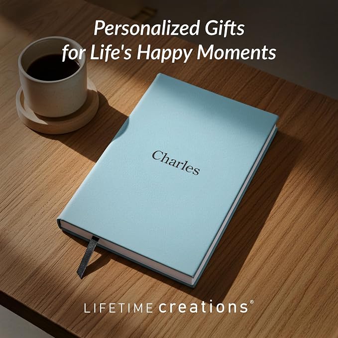 Lifetime Creations Personalized Journal Notebook (Black) - Customized Hardcover Vegan Leather Writing Notepad, Business Meeting Hard Cover Note Book Gift for Professionals