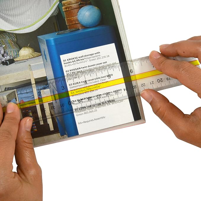 Westcott Acrylic Data Highlight Reading Ruler with Tinted Guide, 15" Clear (Pack of 2)