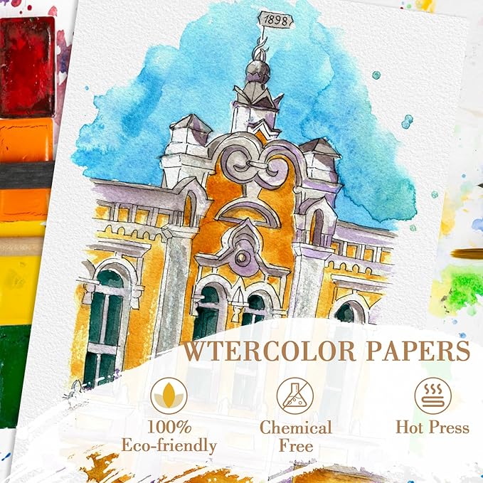 150PCS 5x7 Watercolor Paper Bulk, 140lb/300g Cold Press Thick Water Color Paper Pad for Child Adult, White Art Paper for Drawing Painting Markers Gouache, Textured Cotton Paper Sheets