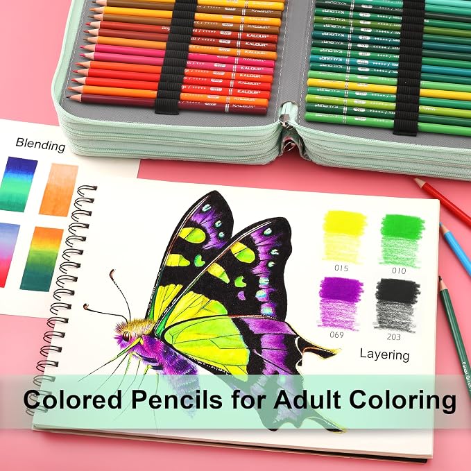 KALOUR 256 Colored Pencils Set for Adult Coloring,Soft Core Pencils for Drawing Blending Shading,Gift for Adults Artist Beginners