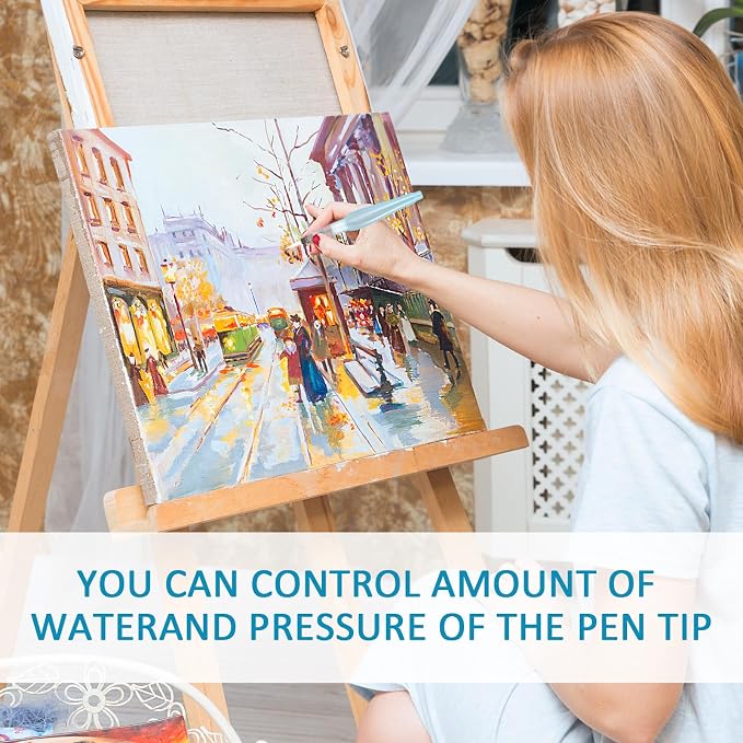 18 PCS Water Brush Pen, Refillable Watercolor Brush Pens, Leakproof Water Pens Suitable for Watercolor, Gouache, Artist, Calligraphy, Acrylic Painting (12/14/16mm)