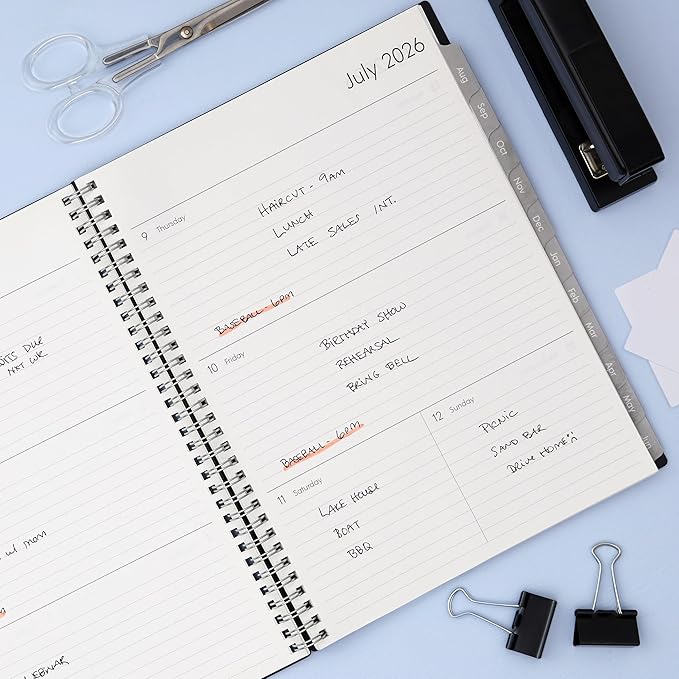 Blue Sky Weekly & Monthly Academic Planner Calendar, 8"x10.875", Dainian | July 2026 - June 2027, Flexible Cover, Wirebound, Laminated Tabs, Academic Year