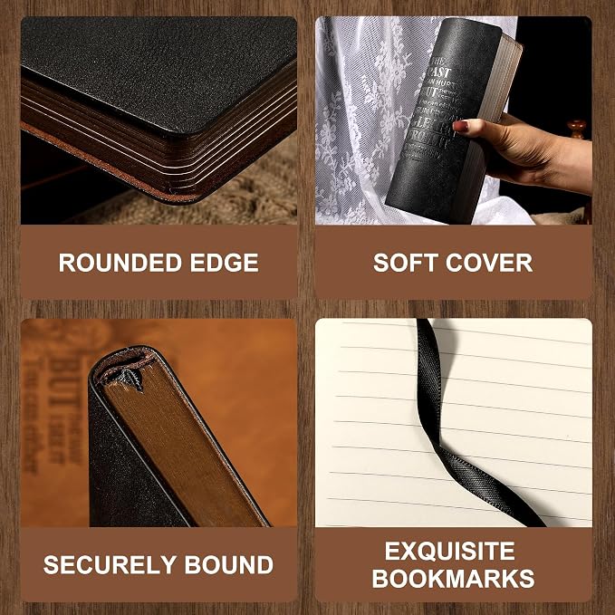 MINICAGIE Leather Journal for Men Soft Cover 256 Pages Lined Bible Journals for Writing A5 Lion Journaling Notebooks Vintage Inspirational Diary, 5.7" x 8.3", Black