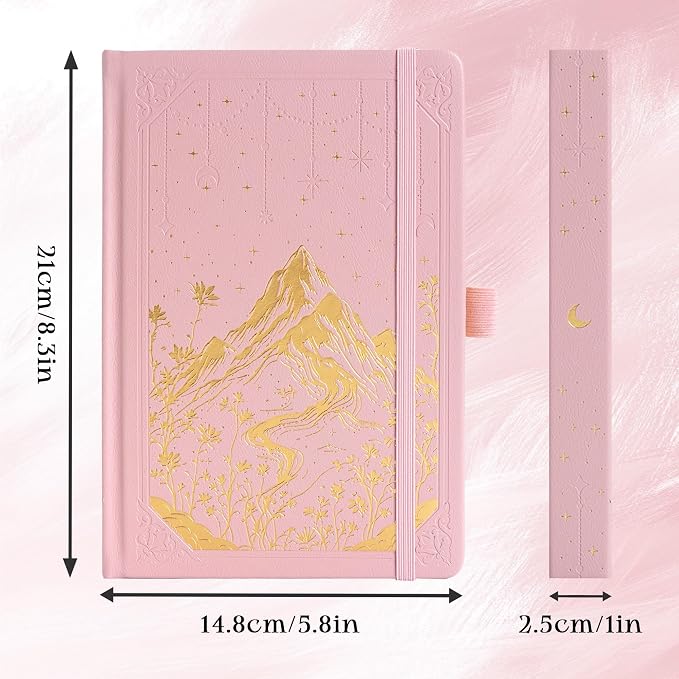 MGGAO Dotted Journal for Women Men, A5 Hardcover Dot Notebook | Aesthetic Notebook with 190 Numbered Pages, 160 GSM Thick Paper, Golden Edges, for Writing, Note Taking, Journaling