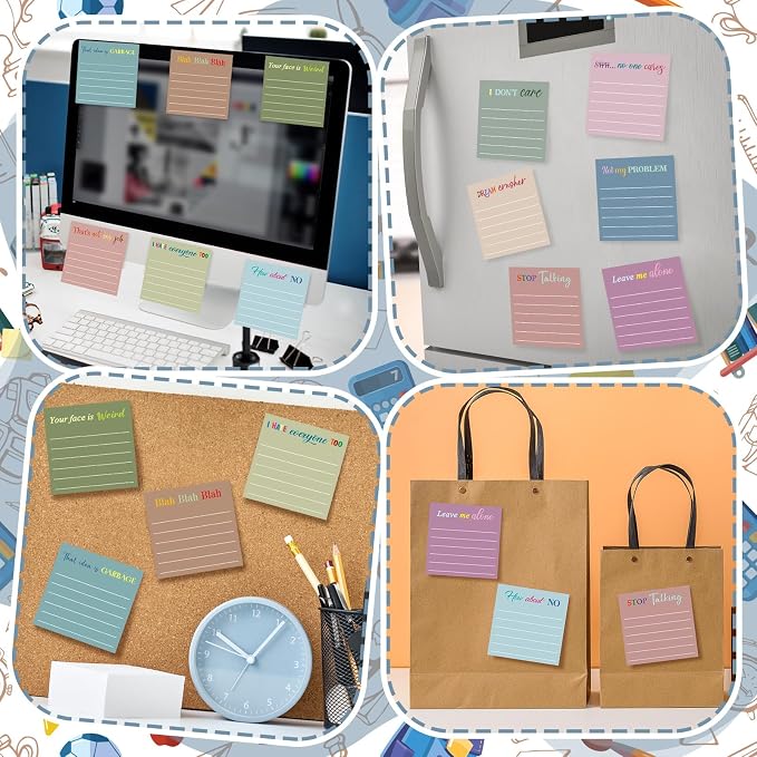 Yinder 24 Pcs Sticky Notes Gifts Bulk,Funny,Morandi Color