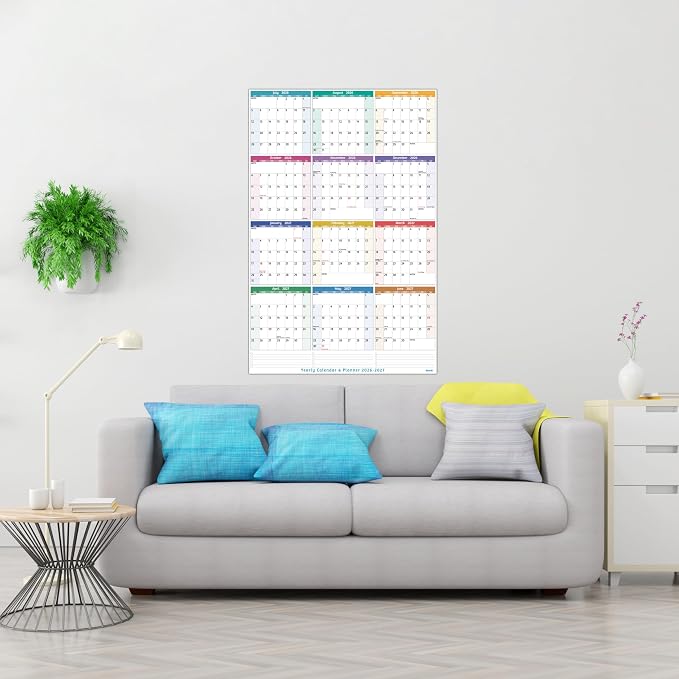 Yearly Wall Calendar 2026-2027 - Large Yearly Calendar 2026-2027, Jul 2026 - Jun 2027, 25.2'' x 38.2'' (Open), Yearly Calendar 12 Months, with To-do Lists, Notes, Stickers, All At One Page